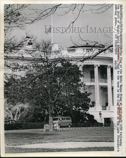 1969 American Flag At White House Flies At Half Staff - Historic Images