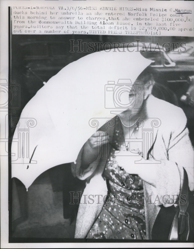 1956 Press Photo Minnie C Magnum Convicted of Embezzling $100,000 Loan Associat-Historic Images