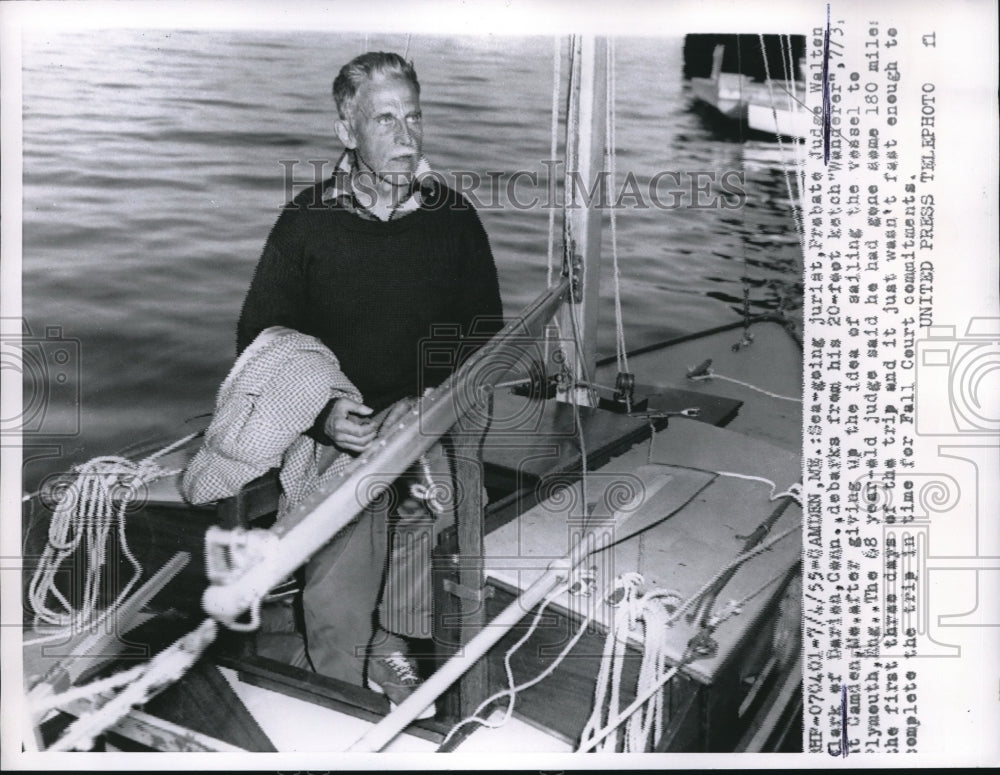 1955 Probate Judge Walton Clark Debarks From His Katch Wanderer - Historic Images