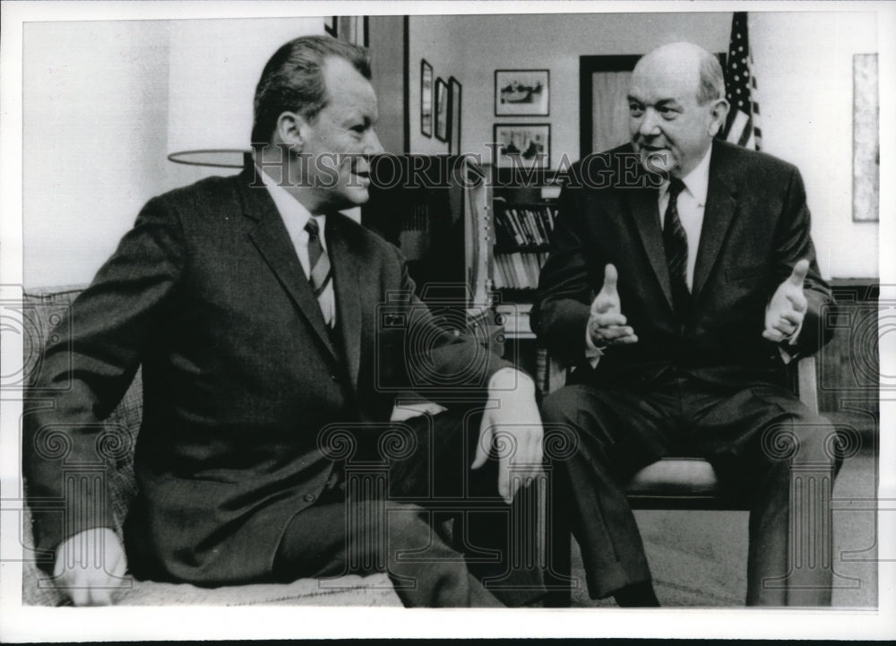 1968 Press Photo US Secretary Of State Dean Rusk & Foreign Minister Willy Brandt - Historic Images