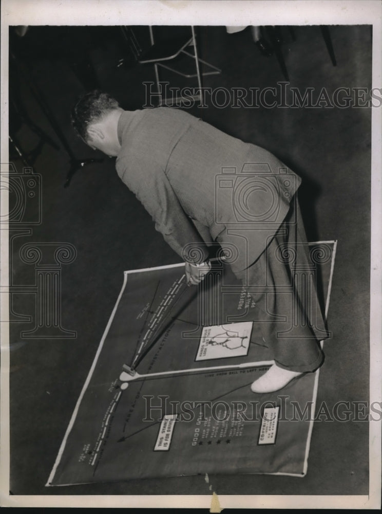 1937 Murray H Perlman, Golfer shows how to correct swings - Historic Images