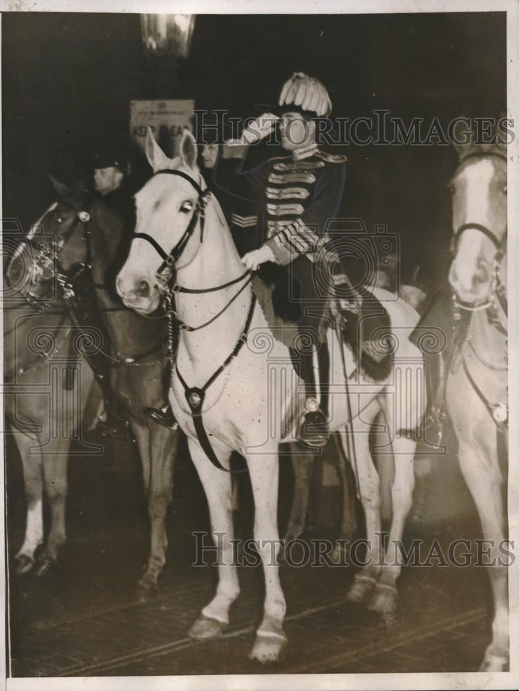 1937 Commander J. R. Poland Saluting as He Challenges the Battalion - Historic Images