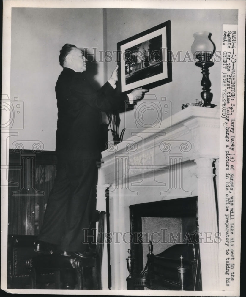 1950 Wash.D.C. Sen. Harry Darby of Kansas at his office - Historic Images