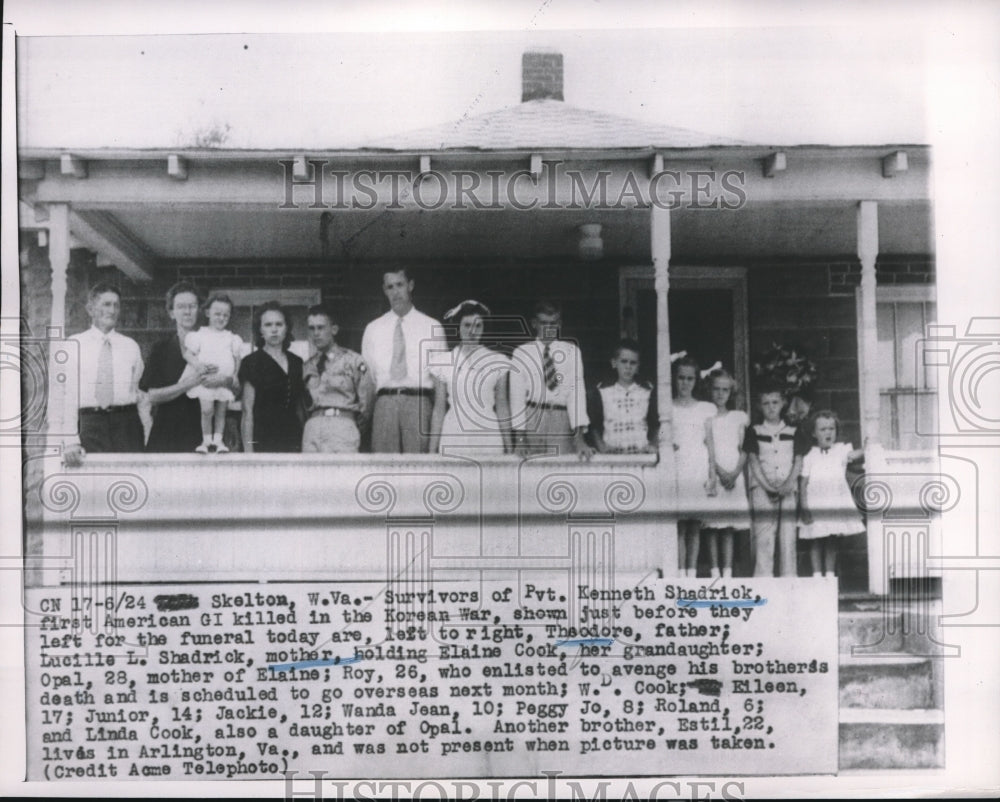 1951 family of Kenneth Shadrick, 1st U.S. GI killed in Korean War - Historic Images