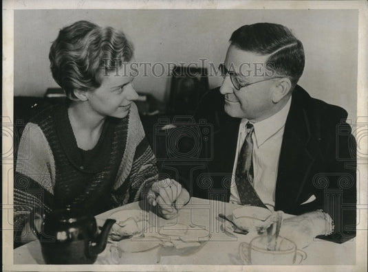 1933 Dr. Arthur Baker (51) and bride, Marjorie, (age 14)  - Historic Images