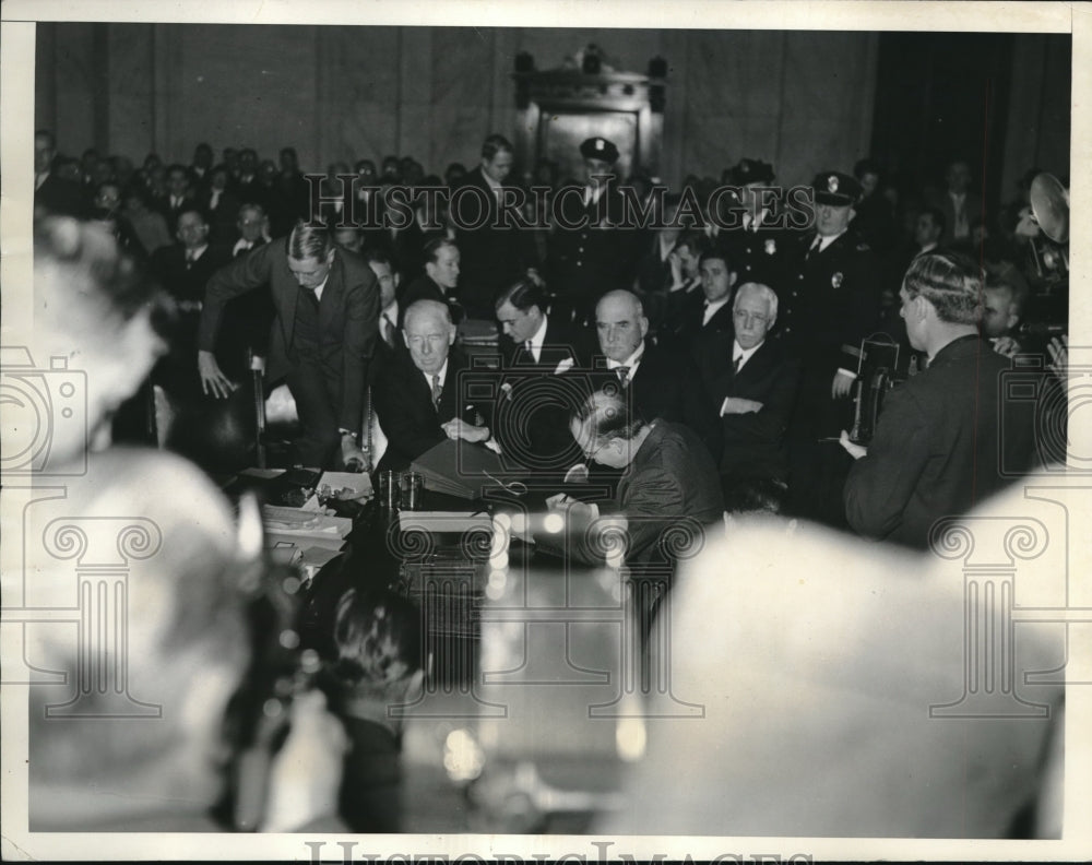 1936 View of Committee room where J P Morgan partners testifies - Historic Images