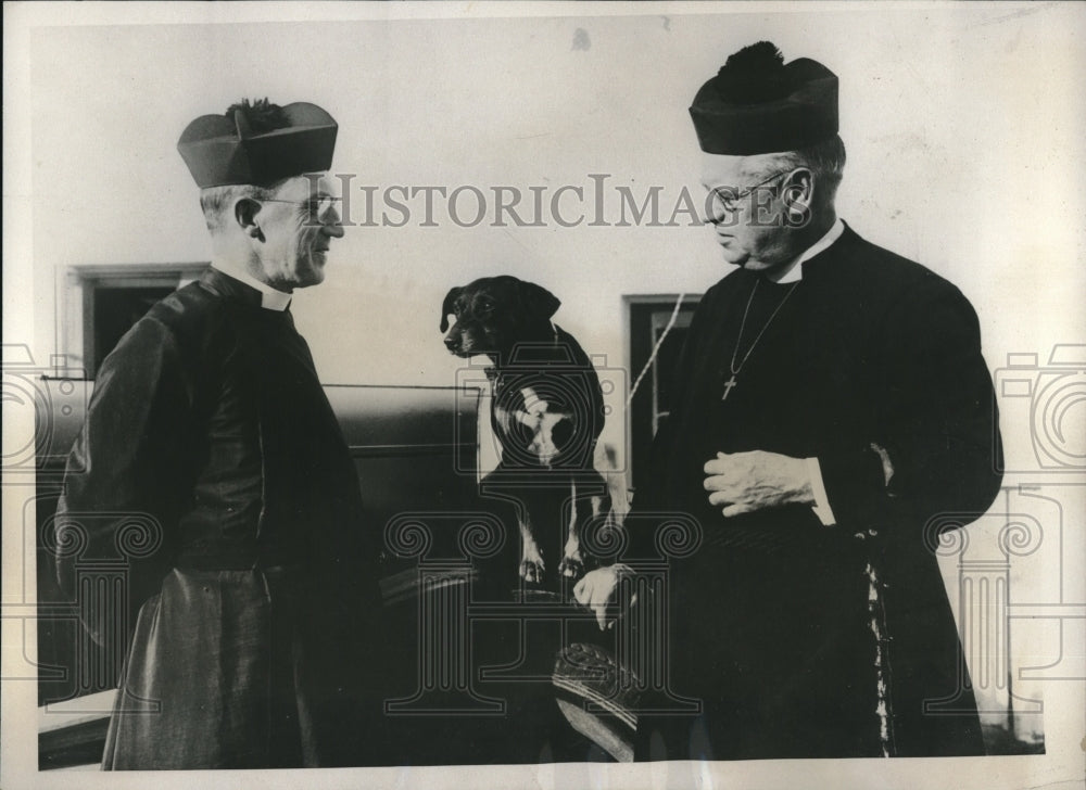 1933 Rev W M Partridge of Episcopal Church with Dog and Rev Dodd - Historic Images