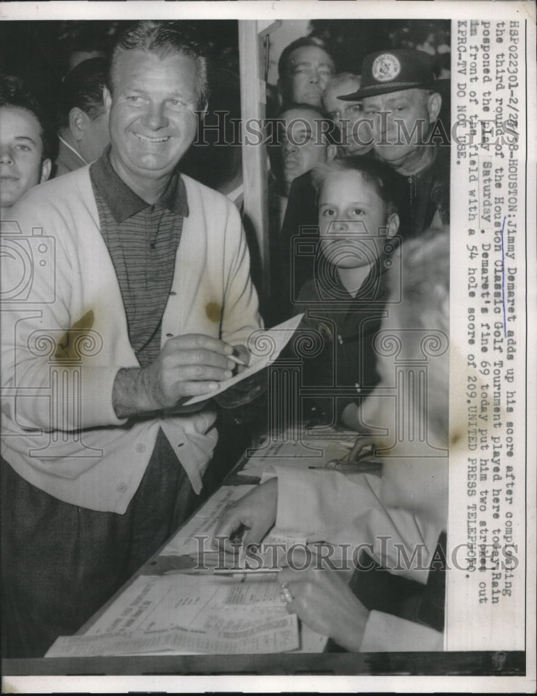 1958 Press Photo Jimmy Demaret at the Houston Classic Gold Tournament - Historic Images