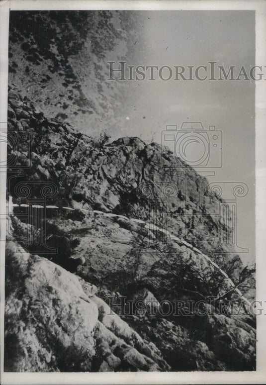 1932 Press Photo Albert Sauvent Invented Crashproof Airplane Tumble Down Hill Un-Historic Images