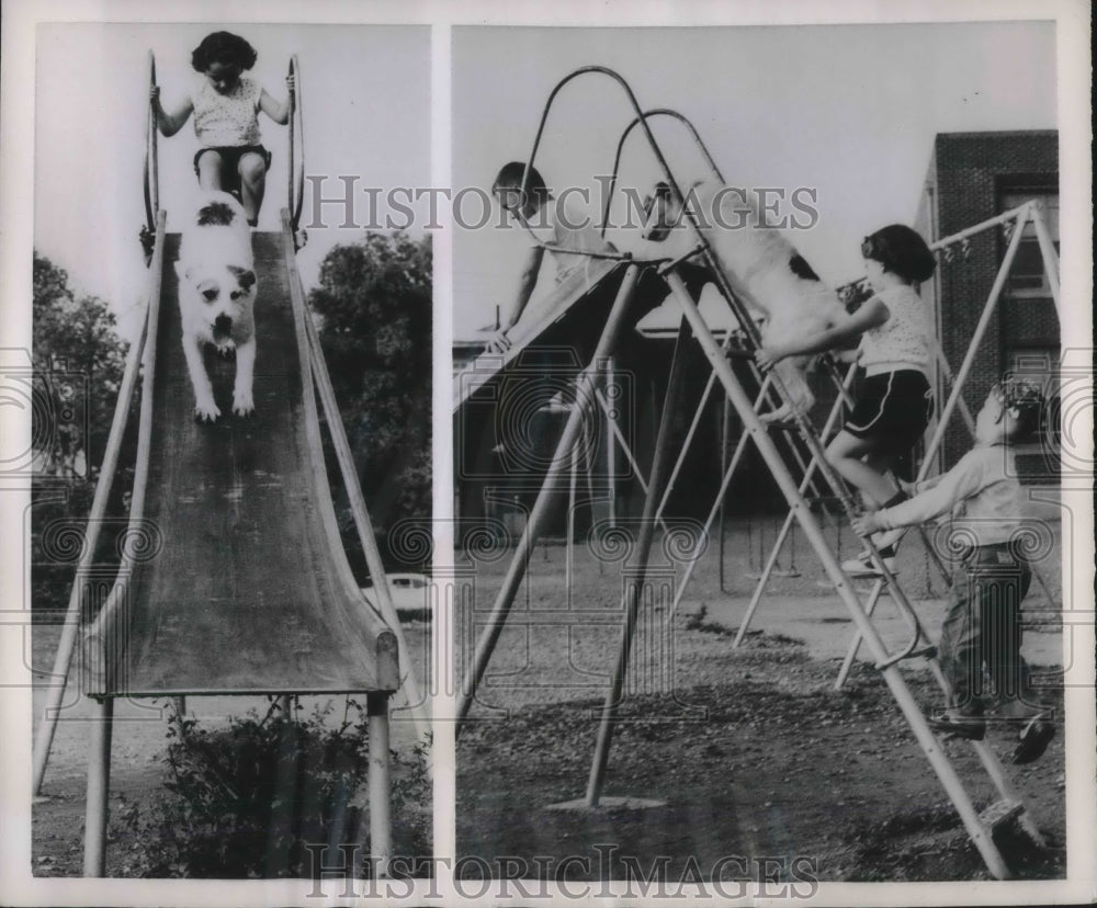 1956 Dayton, Ohio L Connell, J Ankney,B Lanham at playground - Historic Images