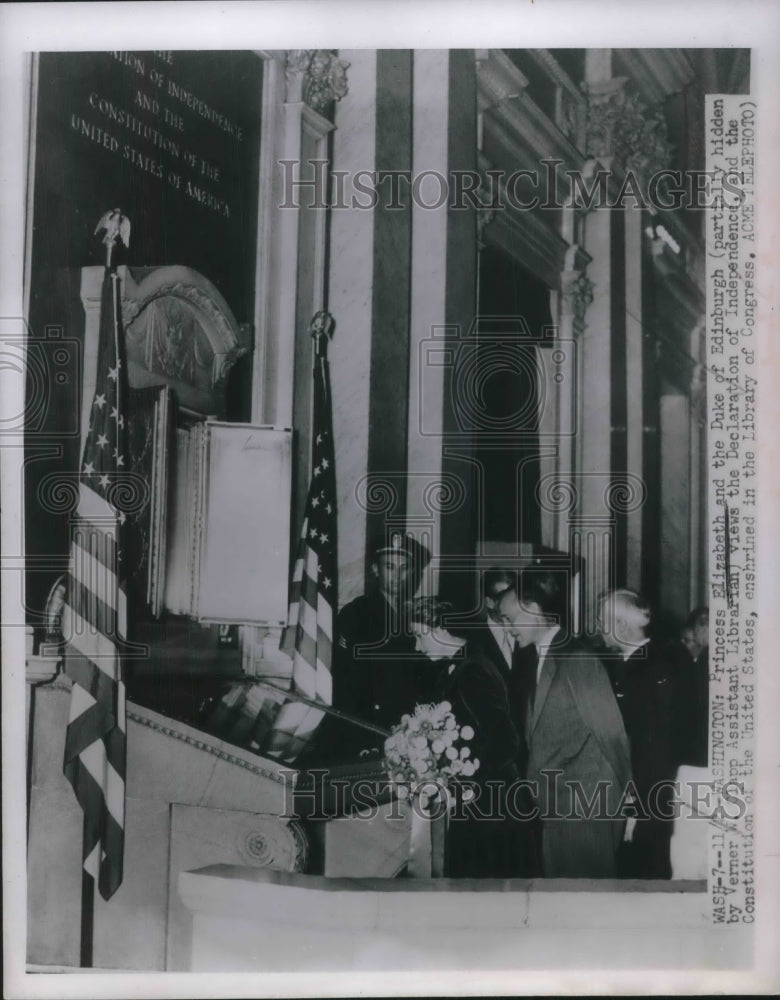 Press Photo Princess Elizabeth and Duke of Edinburgh at US Library of Congress - Historic Images