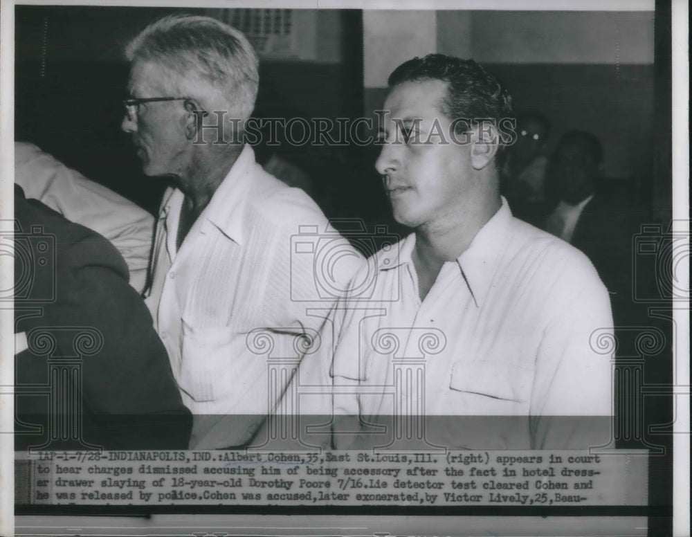 1954 Albert Cohen, Accused Accomplice of Murderer Victor Lively - Historic Images