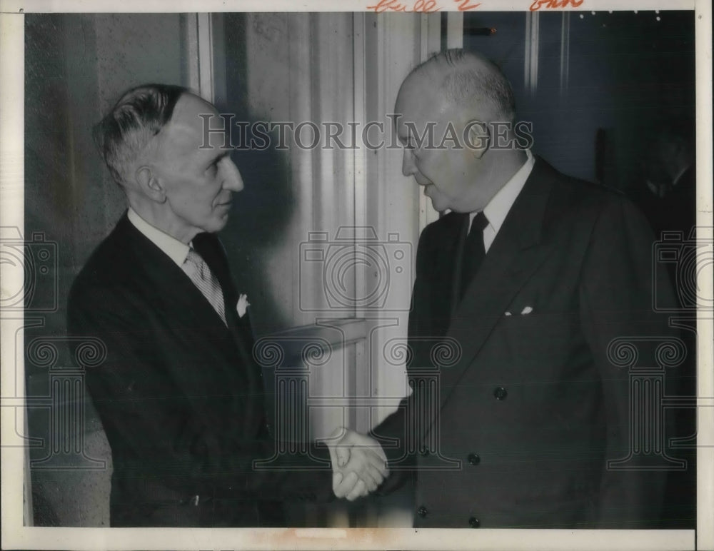 1954 Press Photo President Eisenhower Welcomes Canadian Governor Vincent Massey-Historic Images