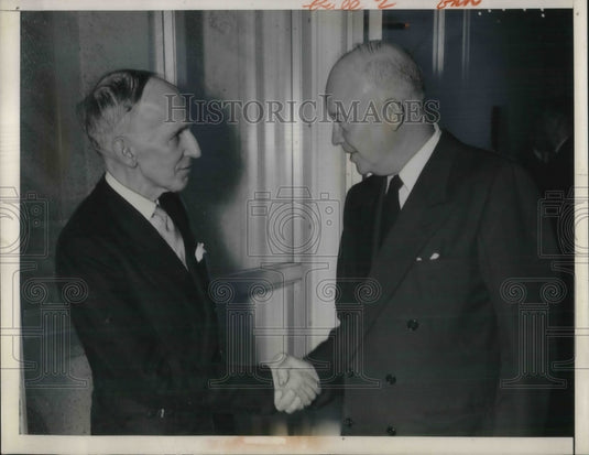 1954 Press Photo President Eisenhower Welcomes Canadian Governor Vincent Massey-Historic Images