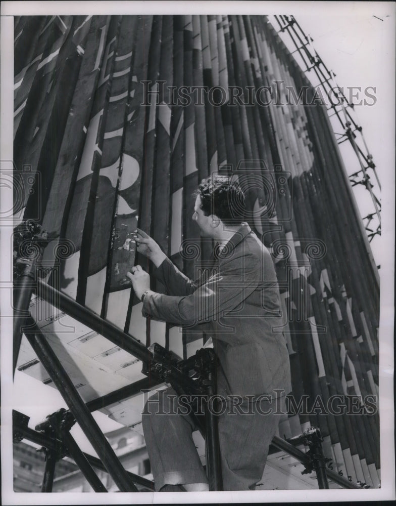 1953 Poster Expert Checking Christian Democrat Party in Italy Sign - Historic Images