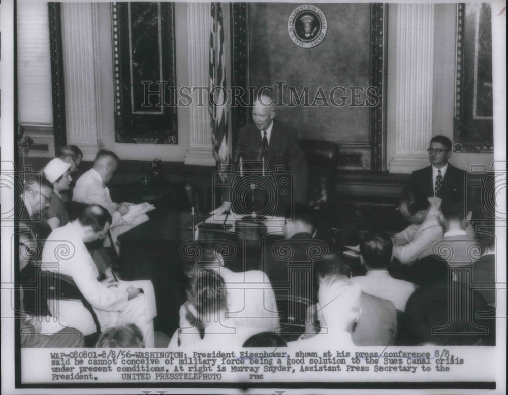 1956 President Eisenhower Discusses Suez Canal Crisis - Historic Images