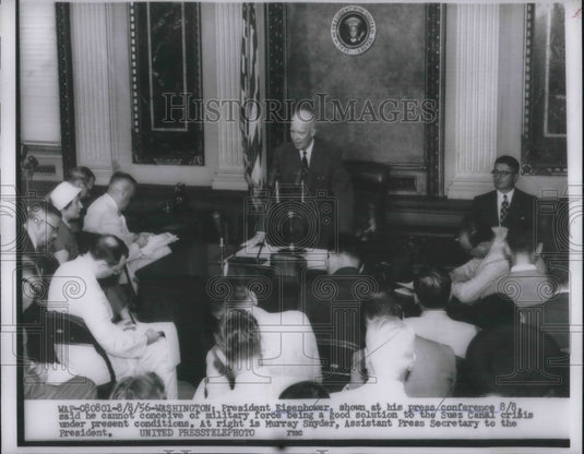 1956 President Eisenhower Discusses Suez Canal Crisis - Historic Images