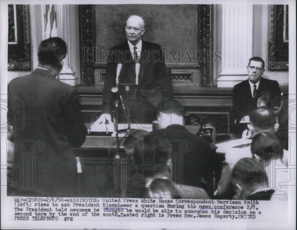 1956 Press Photo Merriman Smith asked President Eisenhower a question. - Historic Images