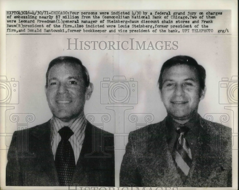 1971 Chicago, Ill Leo Freedman,Frank Baum, embezzlement charges - Historic Images