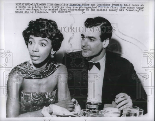 1958 Socialite Timothy Fales and wife Josephine Premice - Historic Images