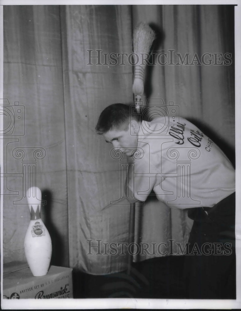 1958 Dennis Chapis Handling Bowling Pin Bowled 299 - Historic Images