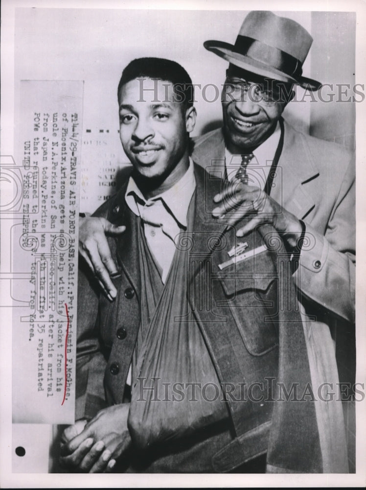 1953 Travis AFB in Cal. Pvt Ben F McGhee &amp; uncle NA Perkins-Historic Images