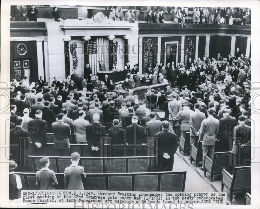 1951 Press Photo Rev Bernard Braskamp stating the opening prayer for congress-Historic Images