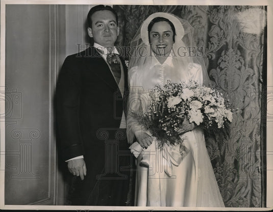 1936 Press Photo Maxwell J. Mangold Miss Rita Teitelbaum after wedding - Historic Images