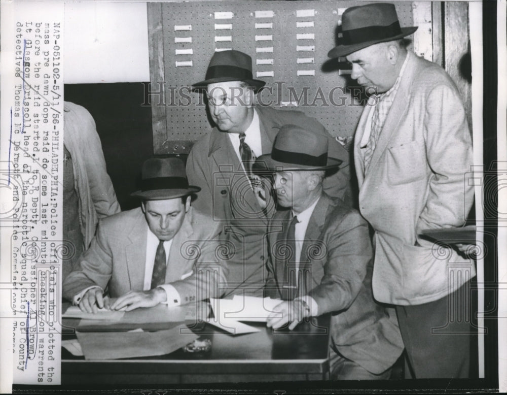 1956 Press Photo Phila,Pa Dep police comm. Al Brown,Lt G Driscoll,T McDermott - Historic Images