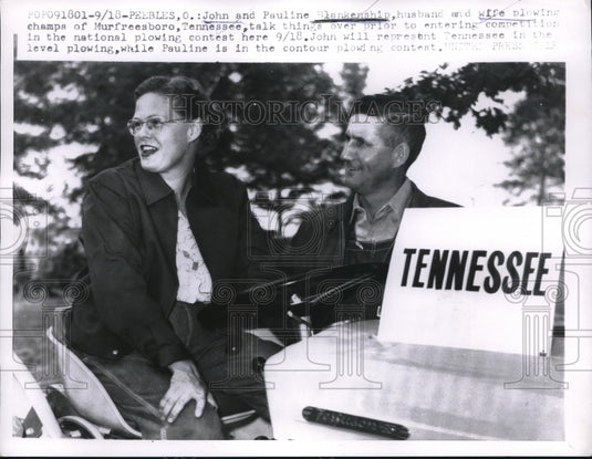 1957 John & Pauline Blankenship Plowing Chaps of Tennessee - Historic Images