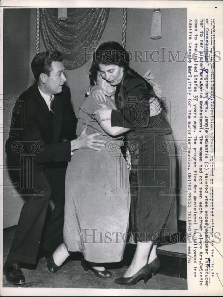 1958 Hollywood, Mrs Jennie DeSantis, emcee Bob Baker &amp; her sis - Historic Images