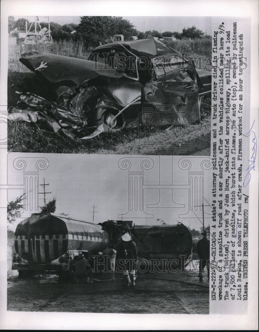 Press Photo  Collision of a Gasoline Truck and a Car in Chicago - Historic Images