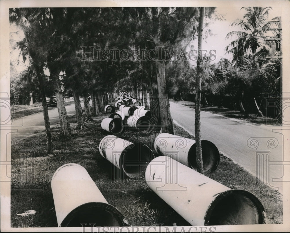 1937 Press Photo Pine Tree Drive &quot;Millionaires Row&quot; Miami Beach Under Repairs-Historic Images