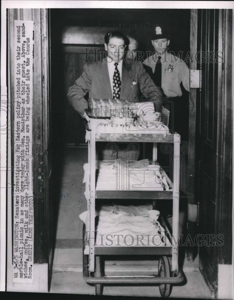 1951 Refreshments for Senators Investigating Far Eastern Policy - Historic Images