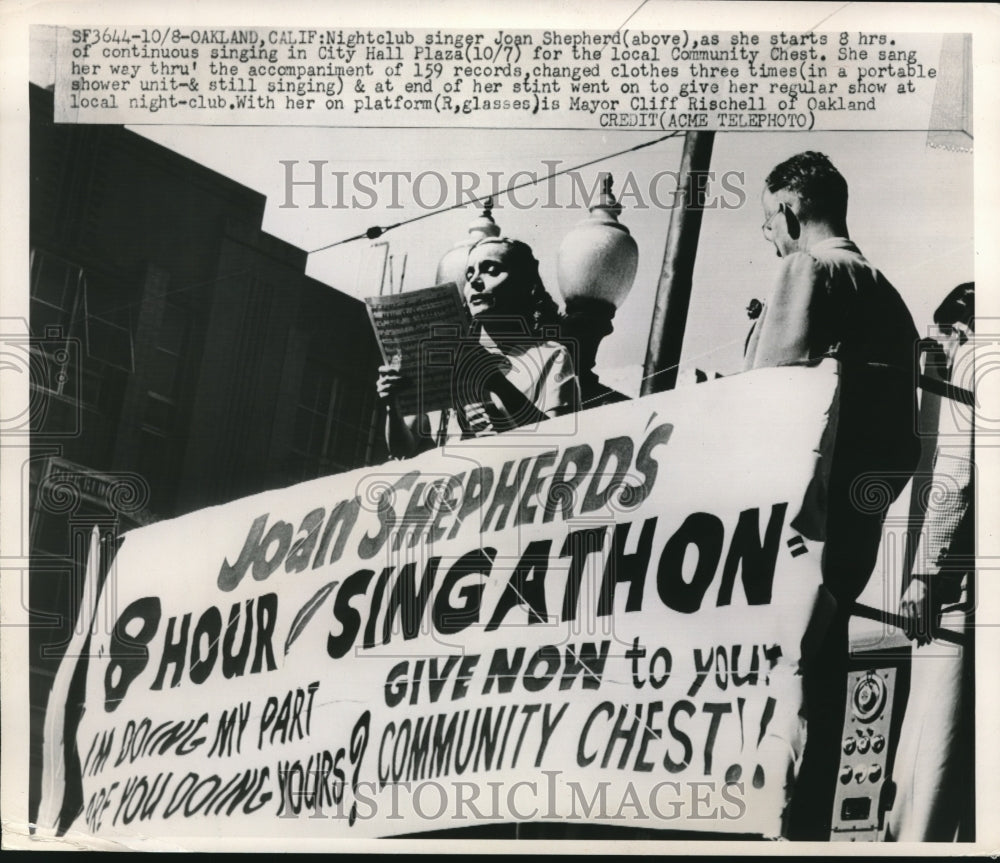 1949 Nightclub Singer Joan Shepherd Sings, Mayor Cliff Riscell - Historic Images