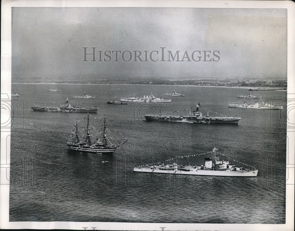 1953 British Fleets Dress for Coronation Naval Review to Honor Duke - Historic Images