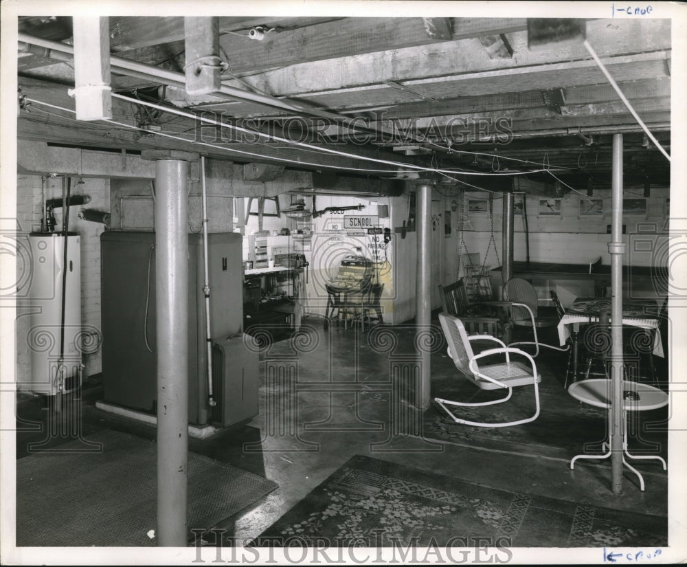 1953 Press Photo Furnace In a Family-Use Room in Basement - Historic Images