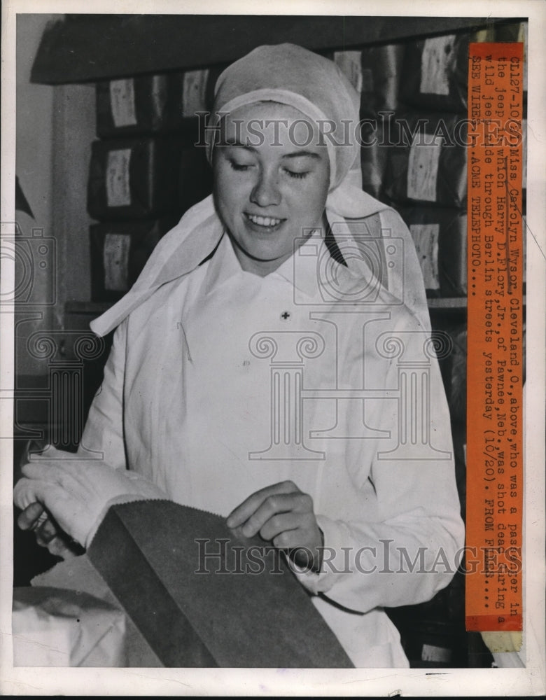 1946 Press Photo Carolyn Wysor Passenger In Jeep Where Berlin Murder Took Place - Historic Images