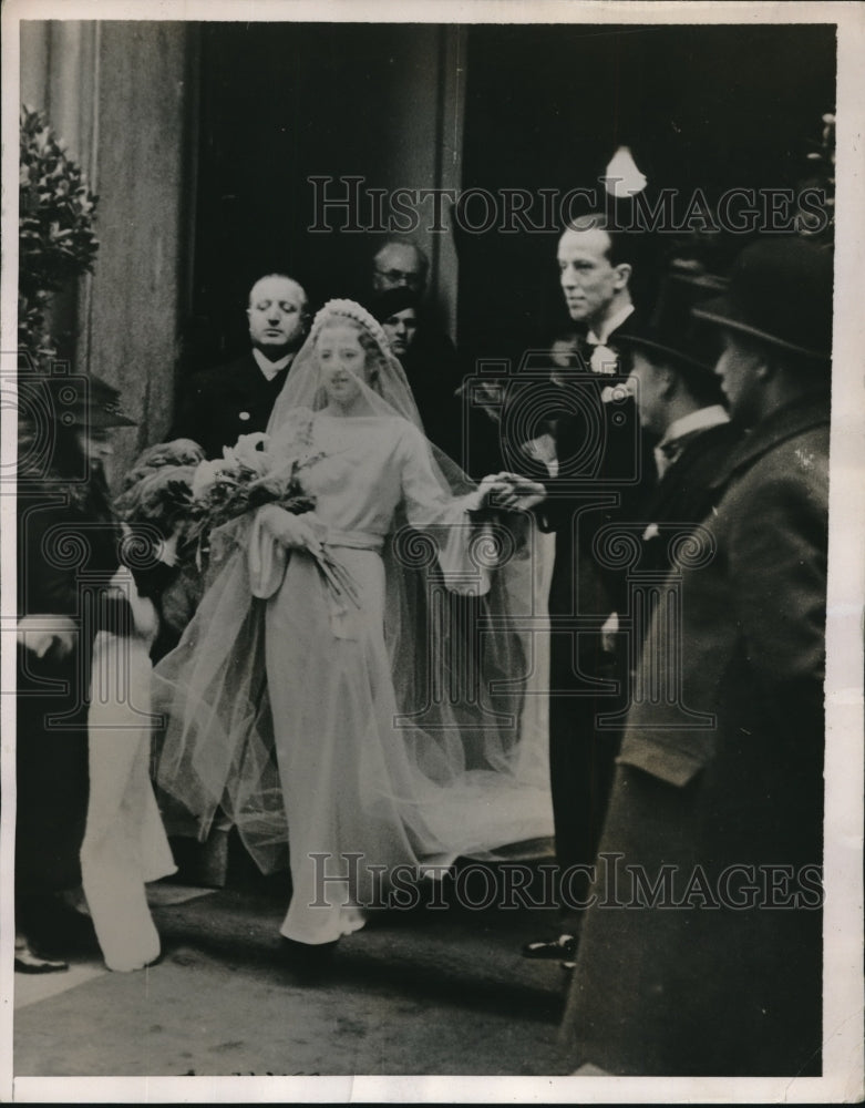 1936 Press Photo Mlle Renee Pauax of France Wedding to Kurt Allan of Sweden - Historic Images