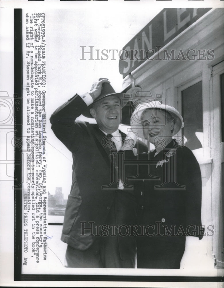 1956 Gov. Millard Simpson of Wyoming &amp; Rep. Katharine St. George - Historic Images