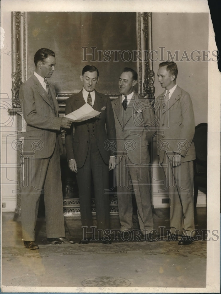 1928 Press Photo Mayor James Walker of NY, Harry Tucker, Clarence Chamberlin - Historic Images