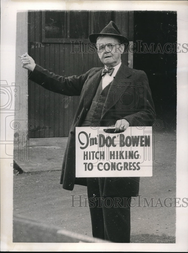 1938 Press Photo Edward J. Doc Bowen Hitch Hiking to Congress Post - Historic Images