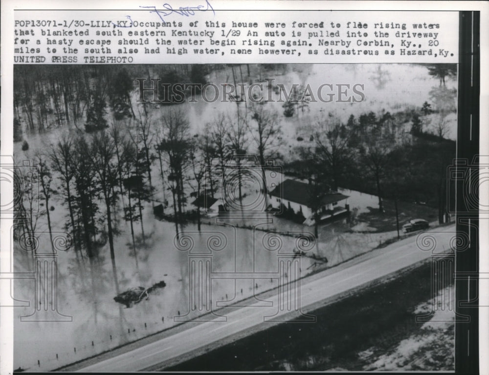 1957 Press Photo View Of Flood Waters In Lily KY-Historic Images