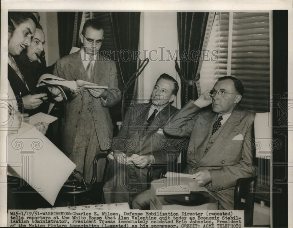 1951 Press Photo Charles Wilson Defense Mobilization Director-Historic Images