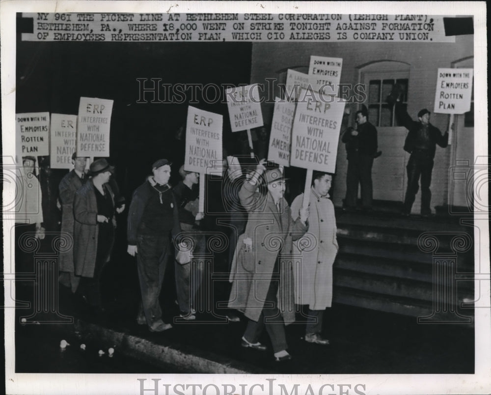 1941 Picket Line at Bethlehem Steel Corporation  - Historic Images