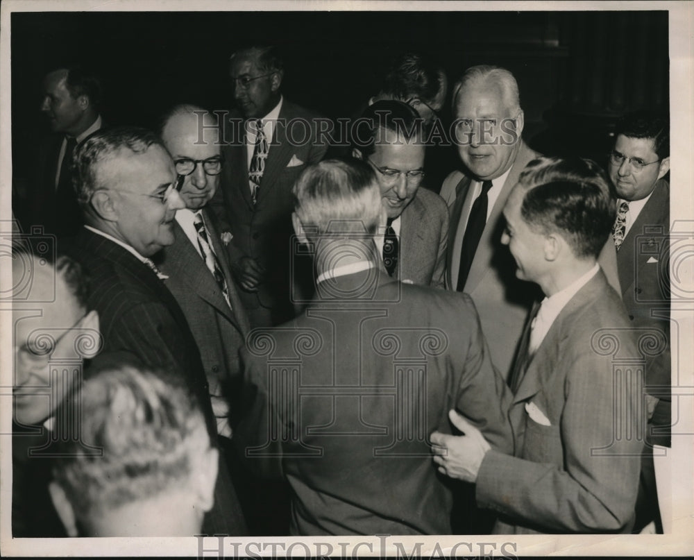 1949 Press Photo John K.. Thompson after Union Bank sale-Historic Images