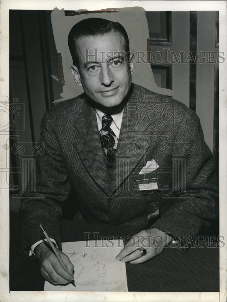 1943 Press Photo Eric Johnston, President of the US Chamber of Commerce - Historic Images