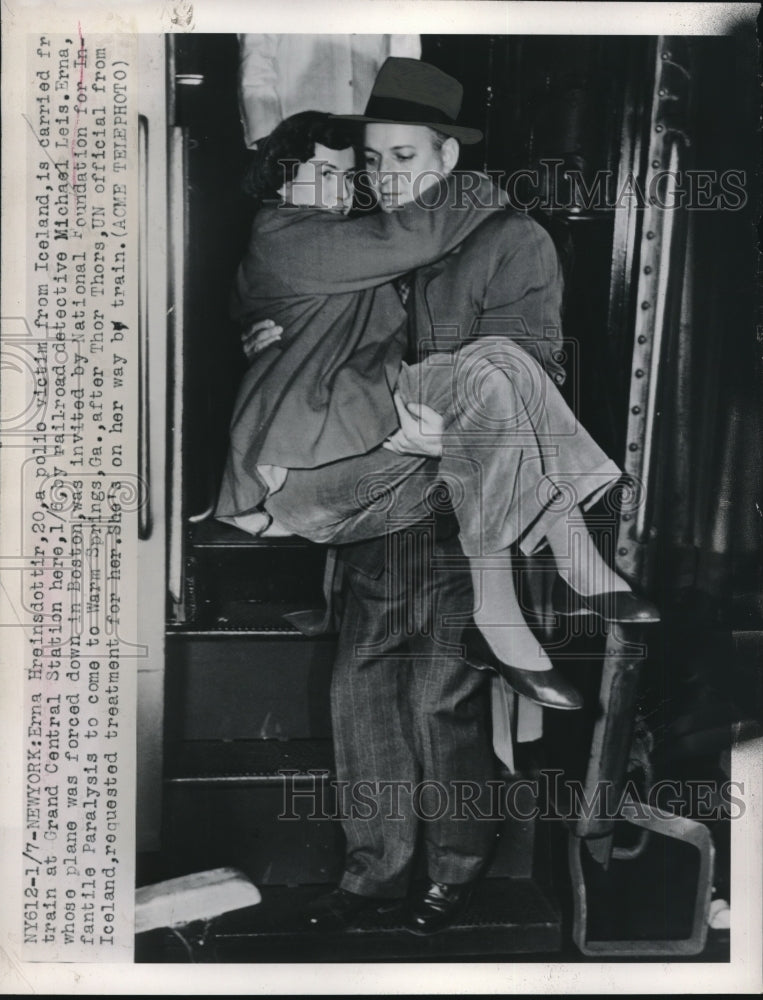 1950 Iceland polio victim,Erna Hreinsdottir heads to Warm Springs,GA - Historic Images