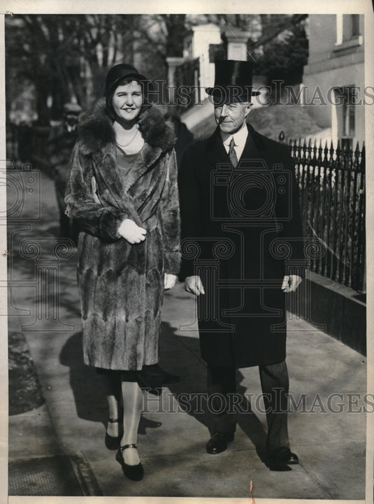 1931 Press Photo Sec. Of Navy Charles F. Adams & His Niece Miss Fanny Homans - Historic Images