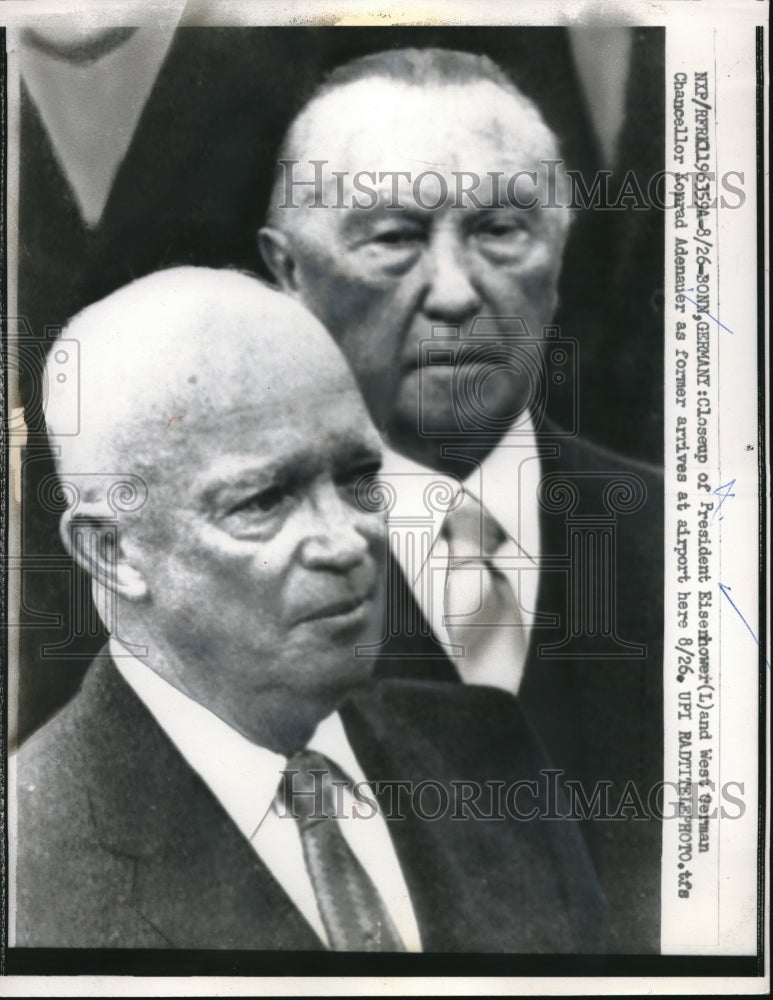 1959 Press Photo President Eisenhower &amp; W German Chancellor Konrad Adenauer - Historic Images